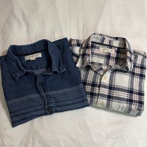 Aeropostale Men's Navy Polo & White Black Plaid Button-Down Shirt Bundle Size L